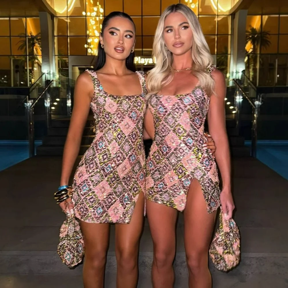 Black Sequins Mini Dress for Women Sexy High Split Bodycon Short Club Party Dress Summer Fashion Shine Birthday Outfits 2025
Black Sequins Mini Dress for Women Sexy High Split Bodycon Short Club Party Dress Summer Fashion Shine Birthday Outfits 2025