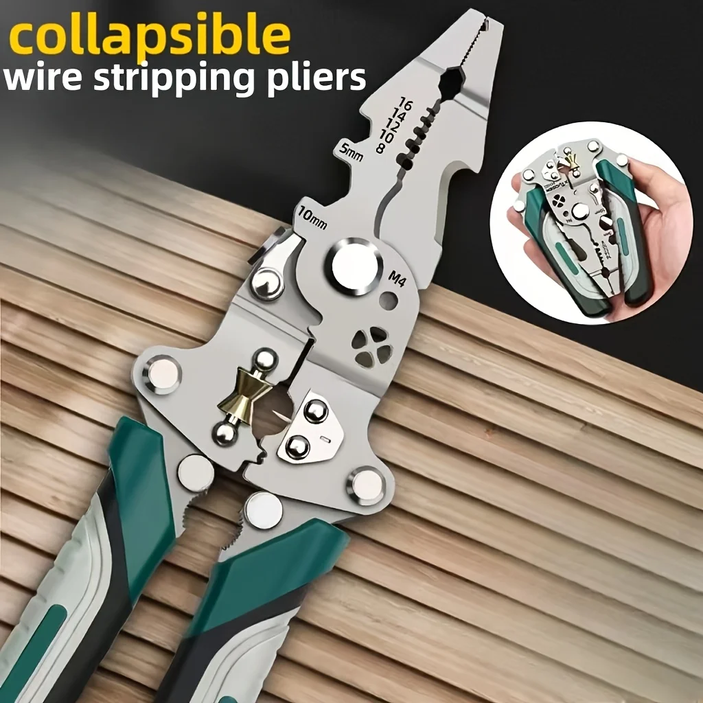 Multi-Function Professional Electrician Wire Stripper Plier, Wire Splitter Wire Winding Pliers Crimping Pliers EDC Hand Tool
Multi-Function Professional Electrician Wire Stripper Plier, Wire Splitter Wire Winding Pliers Crimping Pliers EDC Hand Tool