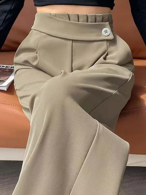 Khaki Wide Leg Pants Women's High Waist Drapey Slim Fit Casual Suit Trousers Autumn New Style Small Size Elegant
Khaki Wide Leg Pants Women's High Waist Drapey Slim Fit Casual Suit Trousers Autumn New Style Small Size Elegant