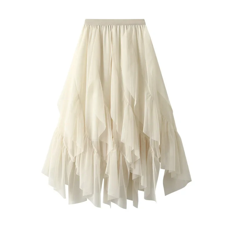 Casual Loose Ruffle Mesh Midi Skirt Summer Women's Skirts New Skinny Elastic High Waist Solid Mesh Lining Skirt Woman Clothing
Casual Loose Ruffle Mesh Midi Skirt Summer Women's Skirts New Skinny Elastic High Waist Solid Mesh Lining Skirt Woman Clothing