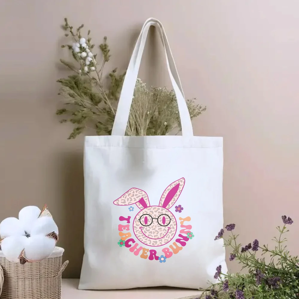 "Teacher Bunny" Print Canvas Tote Bag Cute Easter Themed Teacher Gift Women Shoulder Bag
"Teacher Bunny" Print Canvas Tote Bag Cute Easter Themed Teacher Gift Women Shoulder Bag