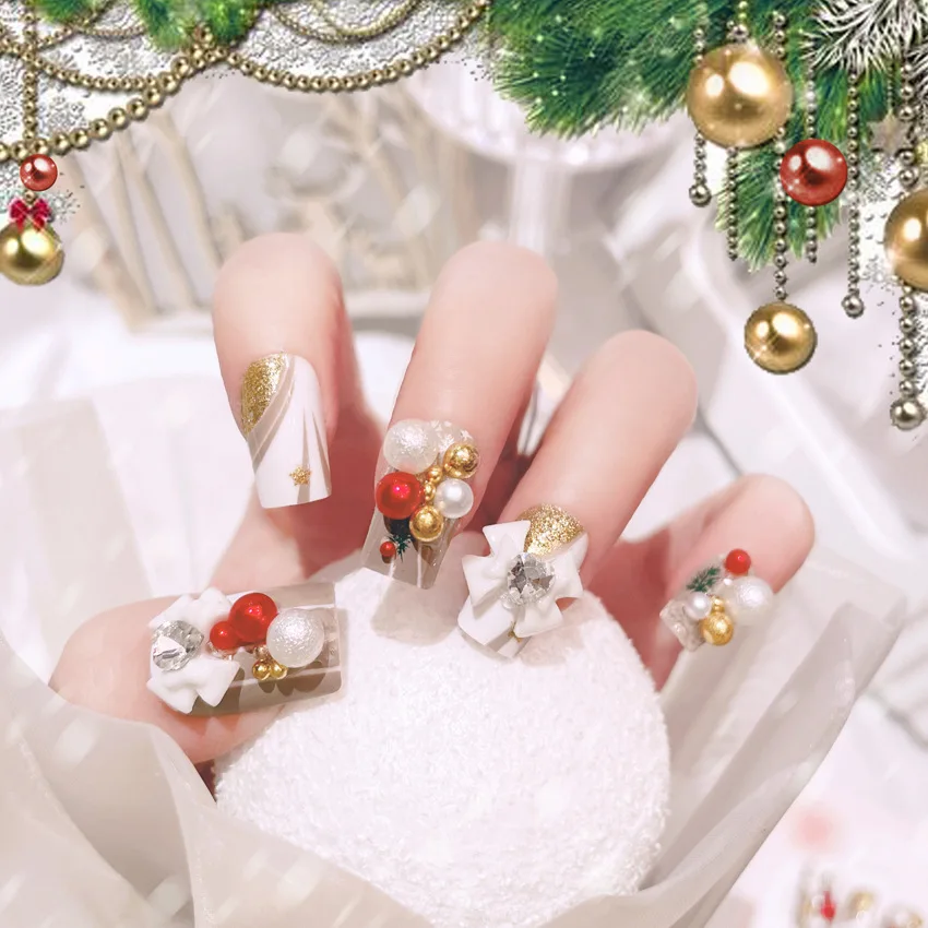 Press-on Nails 24pcs Christmas Handmade Medium Square Snowflake Bow Ball Fake Nails Glossy Winter Xmas Full Cover Acrylic Nails
Press-on Nails 24pcs Christmas Handmade Medium Square Snowflake Bow Ball Fake Nails Glossy Winter Xmas Full Cover Acrylic Nails