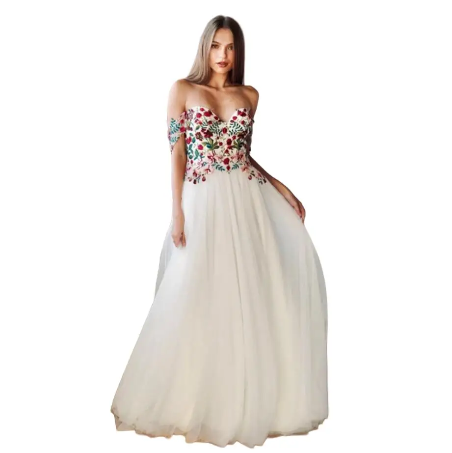 Sweetheart Off the Shoulder A-line Prom Dresses Floor-Length Lace Floral Party Dress Tulle vestidos de fiestas Customized
Sweetheart Off the Shoulder A-line Prom Dresses Floor-Length Lace Floral Party Dress Tulle vestidos de fiestas Customized