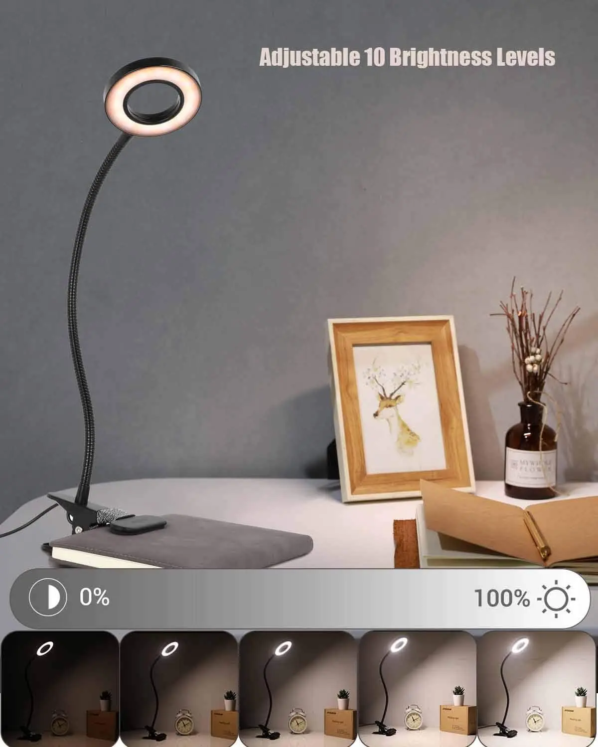 Clip on Light Reading Lights, EYOCEAN Desk Lamp with USB LED Desk Light, Clamp Lamp with Flexible Gooseneck 3 Modes 10 Dimmable
Clip on Light Reading Lights, EYOCEAN Desk Lamp with USB LED Desk Light, Clamp Lamp with Flexible Gooseneck 3 Modes 10 Dimmable