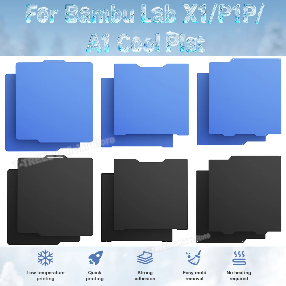 Cold Plate For Bambu lab X1/P1P/A1 Series Spring Steel Double-sided Printing Build Plate PEI Coating 3D Printer Parts Zero Heat
Cold Plate For Bambu lab X1/P1P/A1 Series Spring Steel Double-sided Printing Build Plate PEI Coating 3D Printer Parts Zero Heat