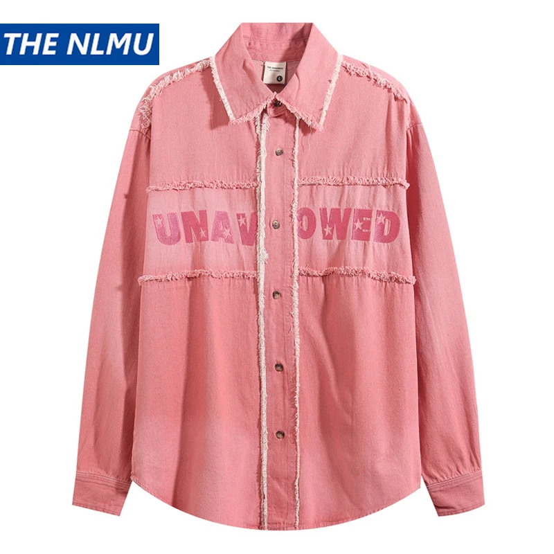 Vintage Letter Printed Denim Shirts Tassel Patchwork Oversized Shirt Men Long Sleeve Loose Shirts Button Up Blouse y2k Clothing
Vintage Letter Printed Denim Shirts Tassel Patchwork Oversized Shirt Men Long Sleeve Loose Shirts Button Up Blouse y2k Clothing