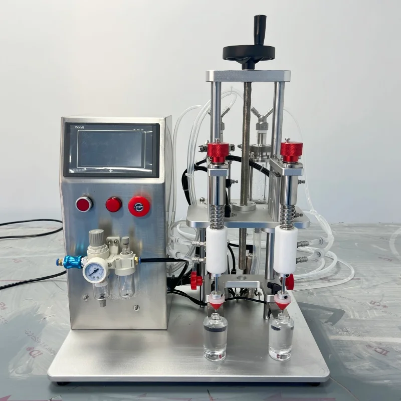 2-Head pneumatic liquid vacuum perfume filling machine, desktop pure water chemical application
2-Head pneumatic liquid vacuum perfume filling machine, desktop pure water chemical application