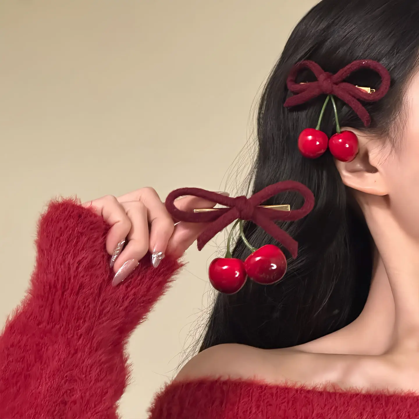 Red velvet cherry duck bill clip female bangs clip forehead seamless broken hair clip headgear
Red velvet cherry duck bill clip female bangs clip forehead seamless broken hair clip headgear