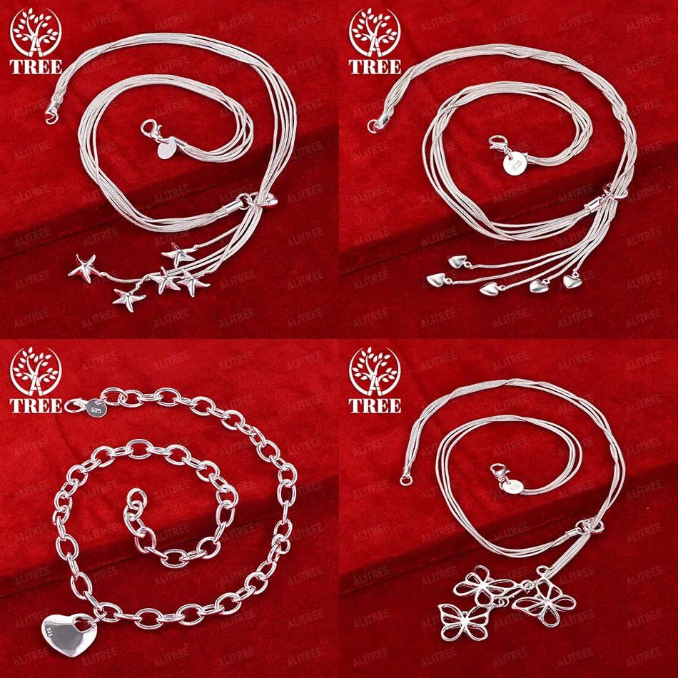 Luxury 925 Sterling Silver Heart Starfish Butterfly Snake Chain Necklace Elegant Women Birthday Party Cute Jewelry Accessories
Luxury 925 Sterling Silver Heart Starfish Butterfly Snake Chain Necklace Elegant Women Birthday Party Cute Jewelry Accessories