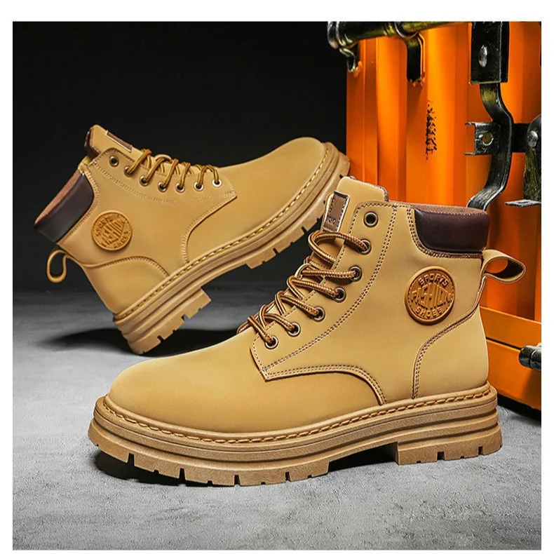 Men's Motorcycle Boots High Top Workwear Boots Thick Bottom Anti-slip Wear-resistant Yellow Boots Citywalk Shoes
Men's Motorcycle Boots High Top Workwear Boots Thick Bottom Anti-slip Wear-resistant Yellow Boots Citywalk Shoes
