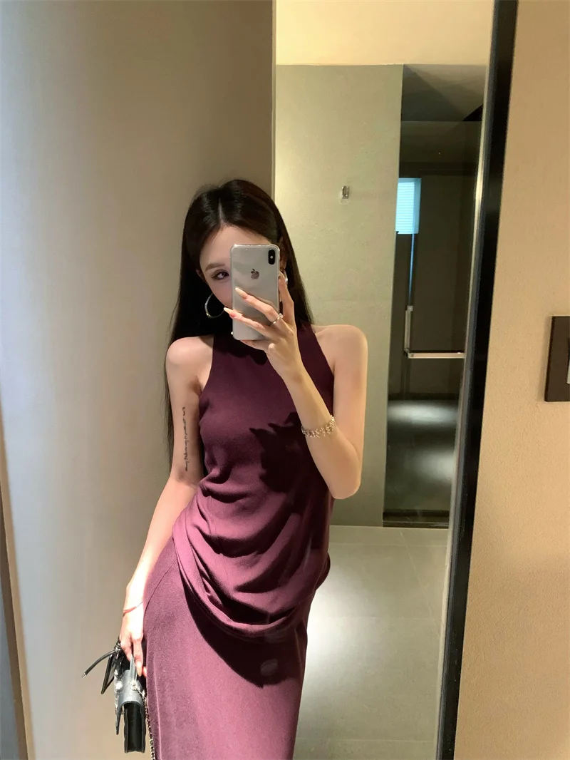 Summer Casual High Collar Sleeveless Vest And Skirt Set Women's Fashion Trendy Girl Purple Sash Wrap around Waist Skirt
Summer Casual High Collar Sleeveless Vest And Skirt Set Women's Fashion Trendy Girl Purple Sash Wrap around Waist Skirt