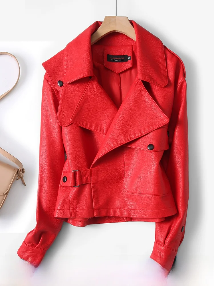 Real Sheep Leather Jacket Women's Short Biker Loose Korean Style Slimming Haining Coat Commute Wind Long Sleeve Pocket Detail
Real Sheep Leather Jacket Women's Short Biker Loose Korean Style Slimming Haining Coat Commute Wind Long Sleeve Pocket Detail