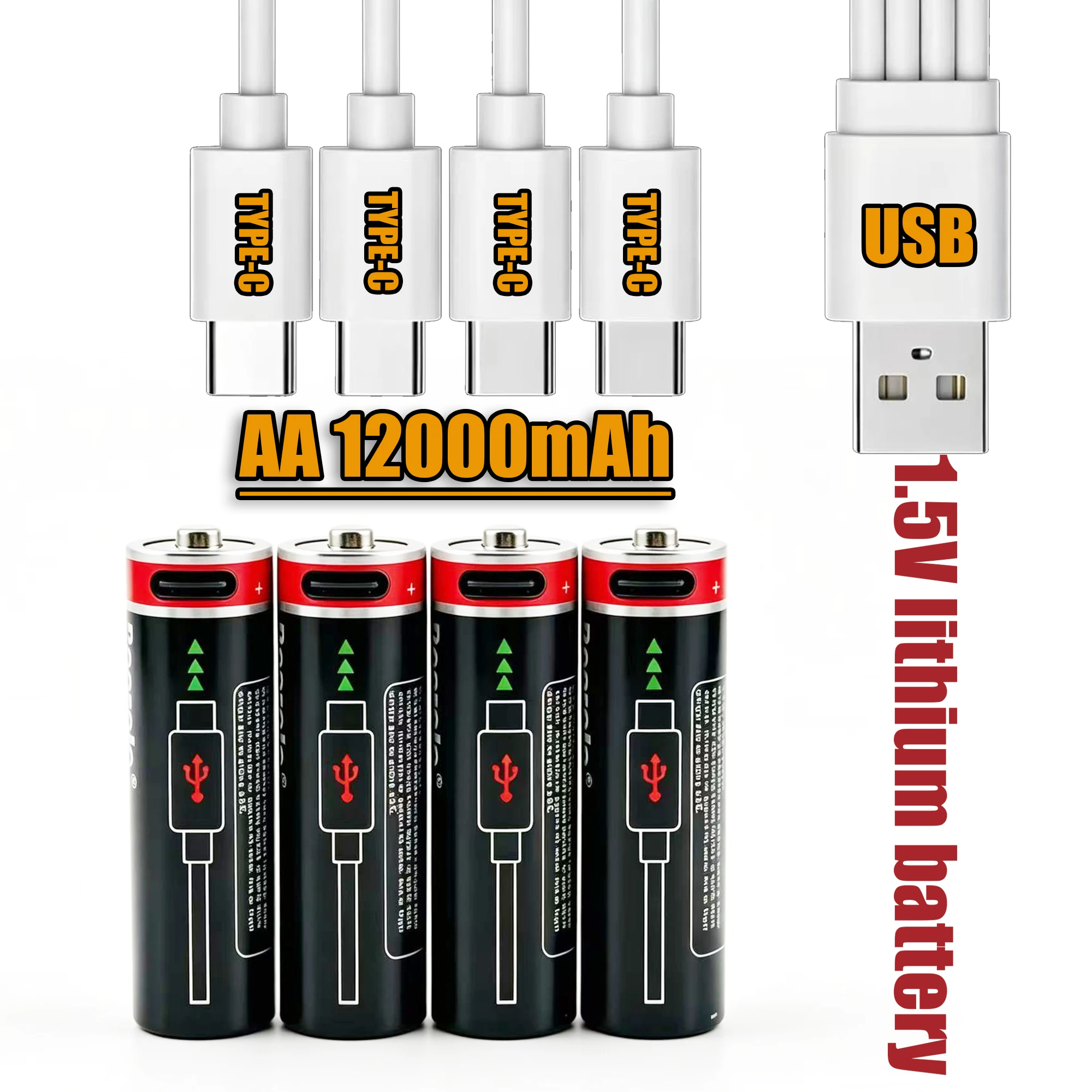 Hot 1.5V 12000mAh USB Type-C Rechargeable Lithium AA Battery for Hunting Camera Remote Control Mouse Smart Door Lock Microphone
Hot 1.5V 12000mAh USB Type-C Rechargeable Lithium AA Battery for Hunting Camera Remote Control Mouse Smart Door Lock Microphone