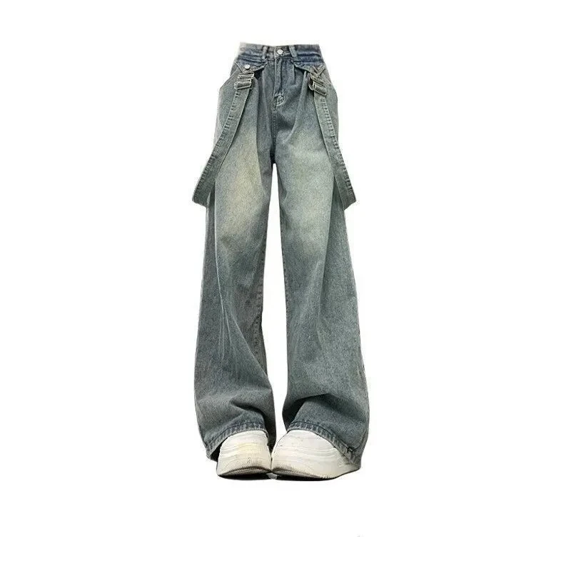 Vintage Strap Two-Wear Jeans Women's 2024 Spring Summer New Fashion High Waist Loose Slimming Straight Denim Wide Leg Pants
Vintage Strap Two-Wear Jeans Women's 2024 Spring Summer New Fashion High Waist Loose Slimming Straight Denim Wide Leg Pants