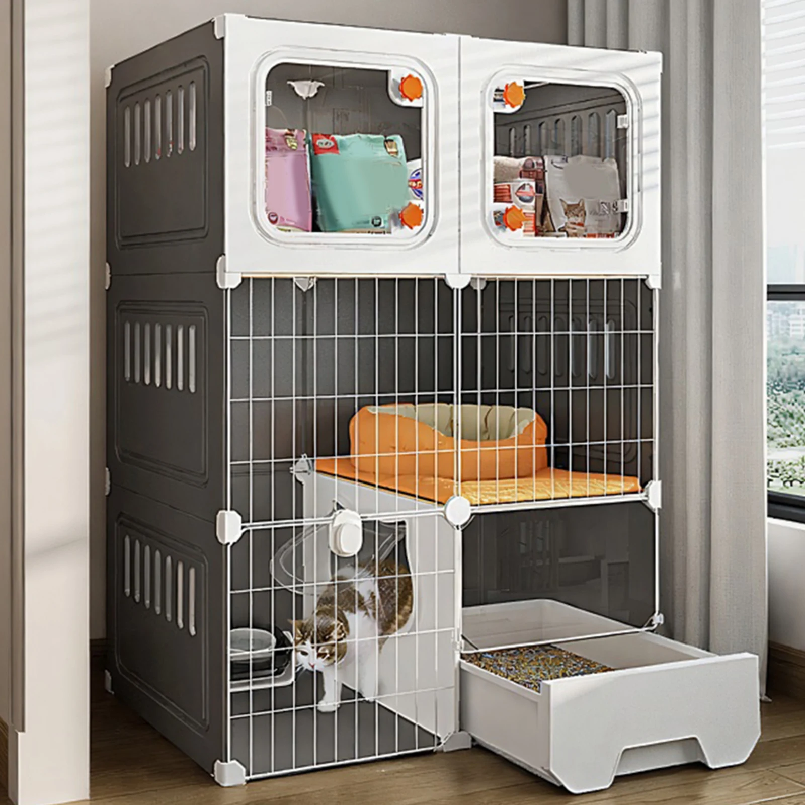 Cat Cage with Litter Box 3-Tier DIY Enclosures Detachable Metal Wire Kennel Indoor Crate Large Exercise Place Ideal for 1-2 Cat
Cat Cage with Litter Box 3-Tier DIY Enclosures Detachable Metal Wire Kennel Indoor Crate Large Exercise Place Ideal for 1-2 Cat