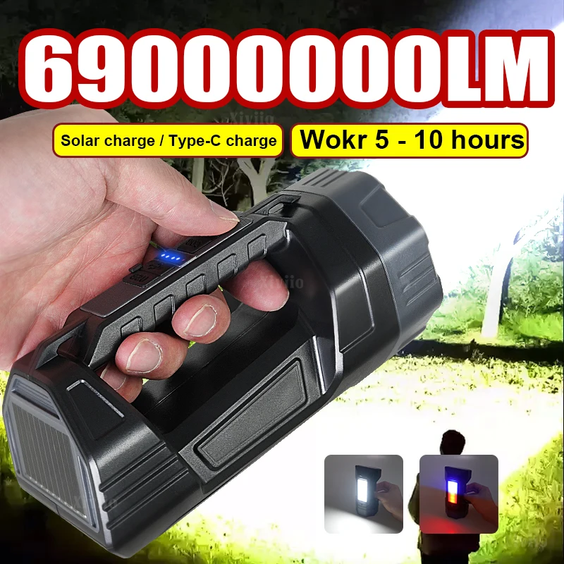6900000LM 3600mAh Solar LED Flashlight COB Camping Lantern Work Light Tpye-c Charging Torch Lamp Portable Searchlight Power Bank
6900000LM 3600mAh Solar LED Flashlight COB Camping Lantern Work Light Tpye-c Charging Torch Lamp Portable Searchlight Power Bank