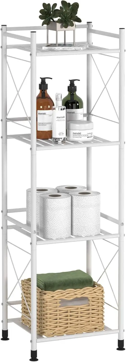 4-Tier Freestanding Metal Storage Shelves for Bathroom Kitchen Office, Heavy Duty White Rack
4-Tier Freestanding Metal Storage Shelves for Bathroom Kitchen Office, Heavy Duty White Rack