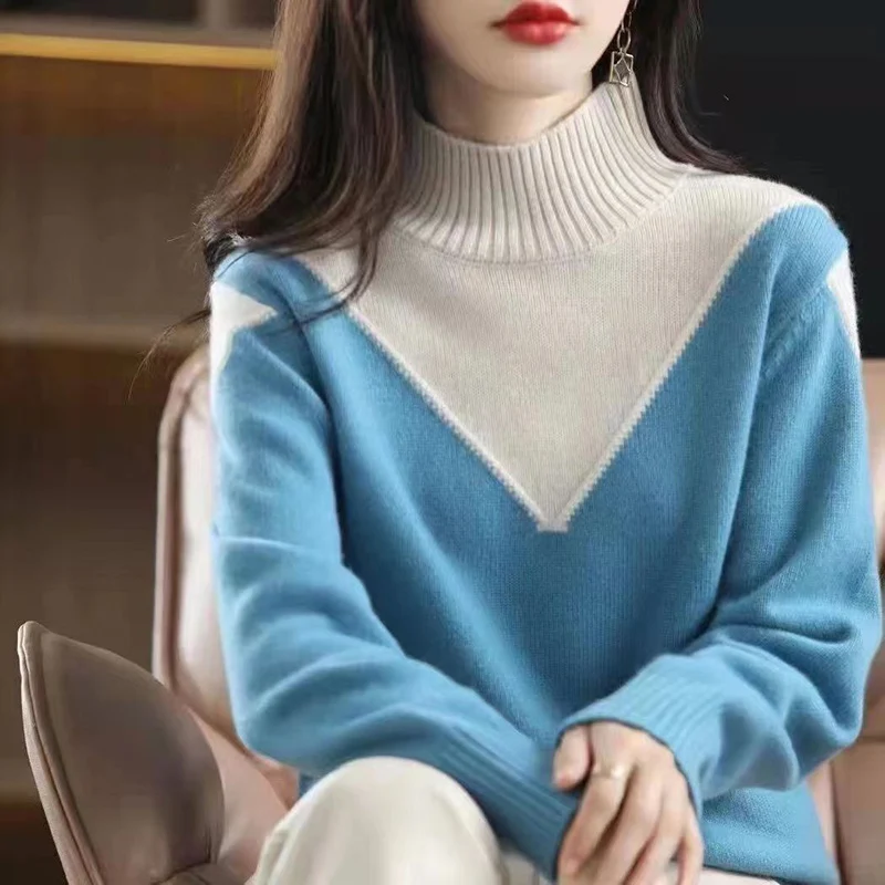 Fashion Stand Collar Spliced Knitted Casual Sweaters Women's Clothing 2023 Winter Loose All-match Pullovers Commuter Warm Tops
Fashion Stand Collar Spliced Knitted Casual Sweaters Women's Clothing 2023 Winter Loose All-match Pullovers Commuter Warm Tops