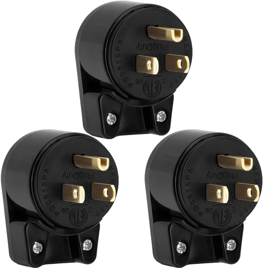 90 Degree Right Angle AC Plug, 15A 125V, Nema 5-15P, 3 Pack
90 Degree Right Angle AC Plug, 15A 125V, Nema 5-15P, 3 Pack