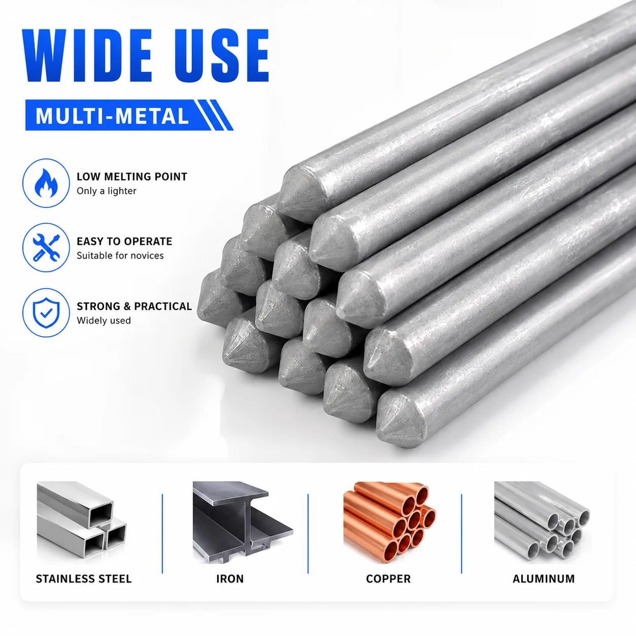 Portable Low Temperature Welding Rods Easy Melt Home Essential for Copper Iron Stainless Steel Aluminum Repairing Kits
Portable Low Temperature Welding Rods Easy Melt Home Essential for Copper Iron Stainless Steel Aluminum Repairing Kits