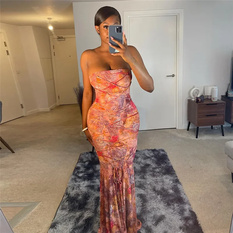 Pink Flora Print Long Dress Evening Party Outfit For Women 2023 Fall Strapless Backless Maxi Dress Elegant Mermaid Dress
Pink Flora Print Long Dress Evening Party Outfit For Women 2023 Fall Strapless Backless Maxi Dress Elegant Mermaid Dress