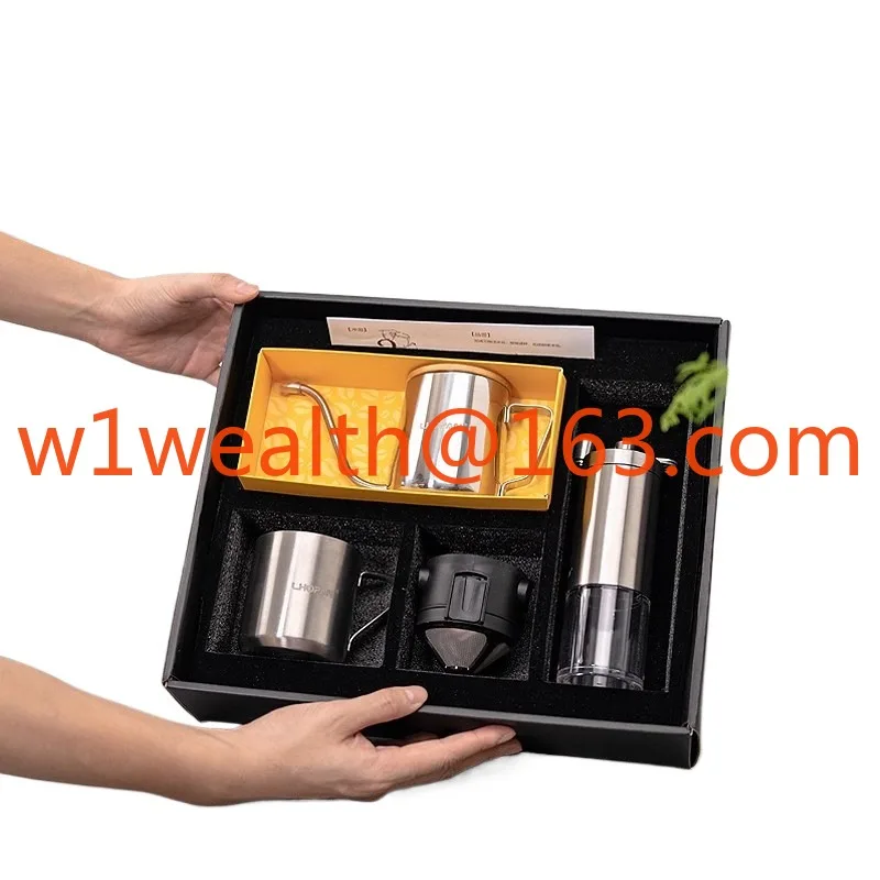 Hand brewing coffee pot set utensils gift box brewing coffee pot household small hand grinding machine set
Hand brewing coffee pot set utensils gift box brewing coffee pot household small hand grinding machine set