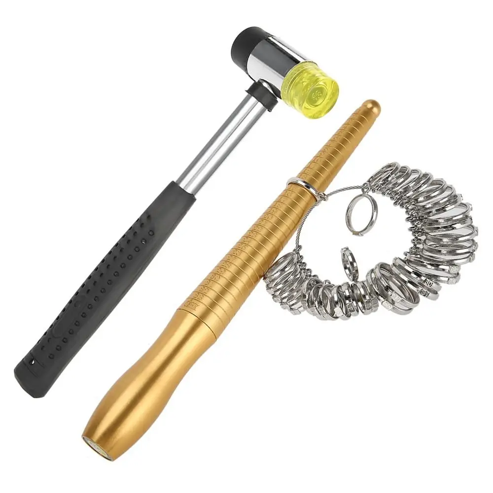 Metal Ring Mandrel Sizer Rubber Hammer Mallet Measuring Stick Ring Sizing Gauge Ring Measuring Tool Jewelry Repair
Metal Ring Mandrel Sizer Rubber Hammer Mallet Measuring Stick Ring Sizing Gauge Ring Measuring Tool Jewelry Repair