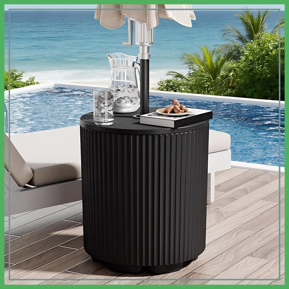 Outdoor Umbrella Stand with Hole, Weighted Water Filled Bladder, Fluted Vertical Ribbed Design, Patio Umbrella Base, Black
Outdoor Umbrella Stand with Hole, Weighted Water Filled Bladder, Fluted Vertical Ribbed Design, Patio Umbrella Base, Black