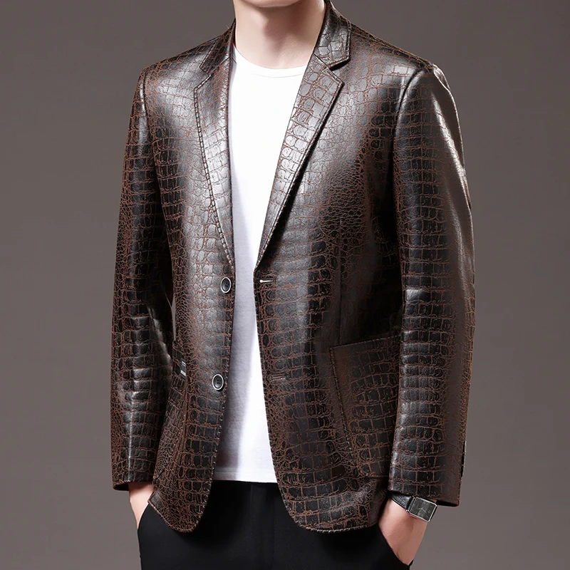 Leather Blazer Men's Fashionable Business Formal Dance Singer Solid Color Casual Trendy Wedding Banquet Dress Performance Blazer
Leather Blazer Men's Fashionable Business Formal Dance Singer Solid Color Casual Trendy Wedding Banquet Dress Performance Blazer