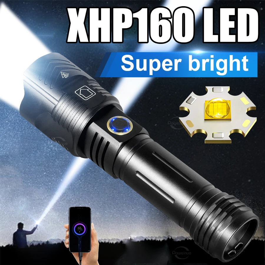 Ultra Powerful Flashlight XHP160 LED Work Light Super Bright Lantern Rechargeable Lamp Outdoor Lights Camping Fishing Lights
Ultra Powerful Flashlight XHP160 LED Work Light Super Bright Lantern Rechargeable Lamp Outdoor Lights Camping Fishing Lights