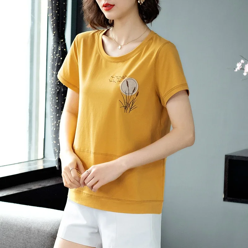 Women Cotton Embroidered Short Sleeve T-Shirt Loose Fit Plus Size Casual Summer Top
Women Cotton Embroidered Short Sleeve T-Shirt Loose Fit Plus Size Casual Summer Top