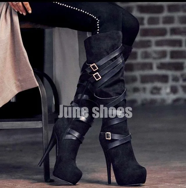 Lady Platform Suede Black Sexy Knee Boots Buckle Strap Zipper Stiletto Heel Dance Party Gladiator Boots New Arrive Fall Boots 46
Lady Platform Suede Black Sexy Knee Boots Buckle Strap Zipper Stiletto Heel Dance Party Gladiator Boots New Arrive Fall Boots 46
