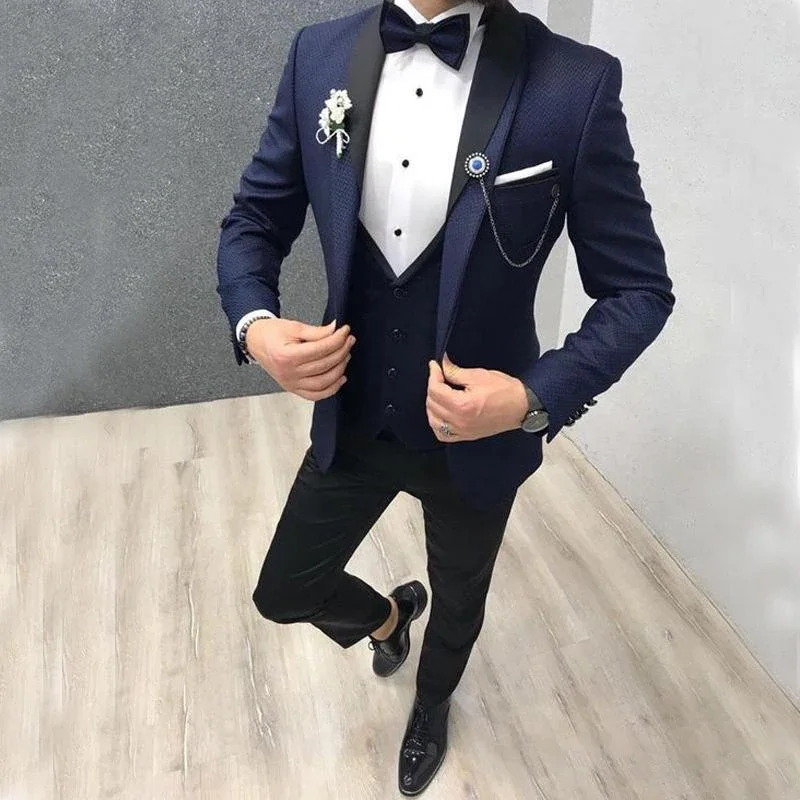 Custom Made Navy Blue Wedding Suits For Men Slim Fit Prom Party Suits Groom Tuxedos 3 Pieces Formal Men Suits Jacket+Pants+Vest
Custom Made Navy Blue Wedding Suits For Men Slim Fit Prom Party Suits Groom Tuxedos 3 Pieces Formal Men Suits Jacket+Pants+Vest