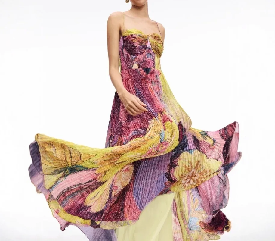 Retro Floral Printed Long Dress Sexy Sleeveless Backless Pleated Maxi Vestidos 2026 Summer French Elegant Vacation Party Dress
Retro Floral Printed Long Dress Sexy Sleeveless Backless Pleated Maxi Vestidos 2026 Summer French Elegant Vacation Party Dress