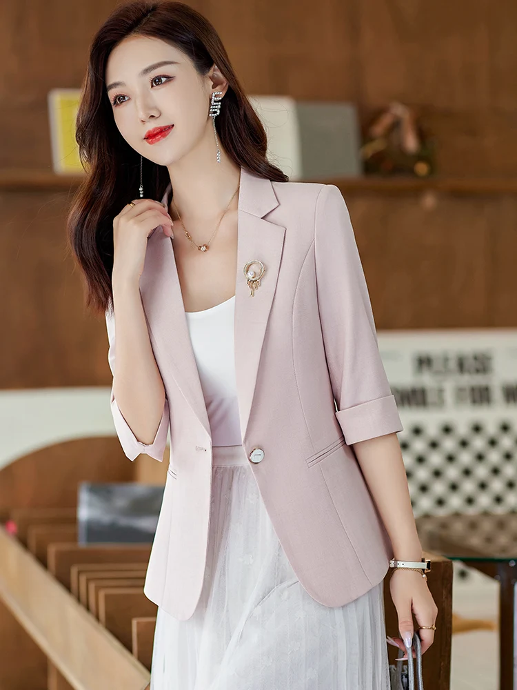 Pink Casual Sle Thin Suit Jaet Women's Faionable Korean Version Spring Summer New Arrival Button ket Design Breathable
Pink Casual Sle Thin Suit Jaet Women's Faionable Korean Version Spring Summer New Arrival Button ket Design Breathable