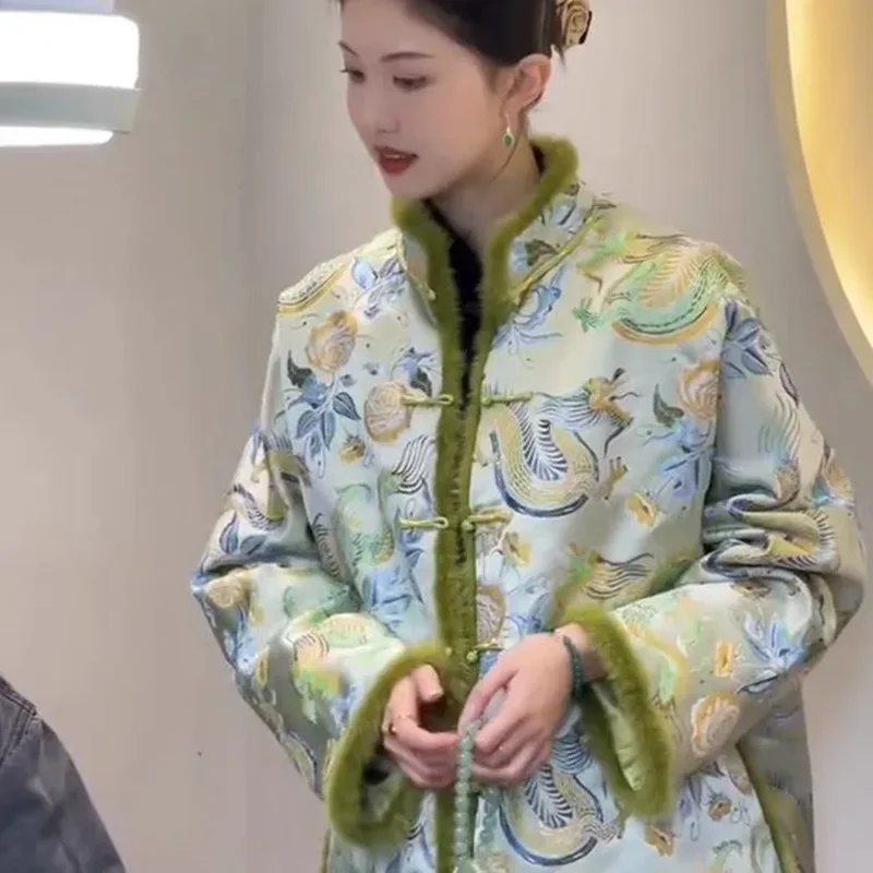 New Chinese National Jacquard Down Cotton-Padded Coat Outwear Women's Winter Chic Warm Parka Loose Super Nice Thick Cotton Coat
New Chinese National Jacquard Down Cotton-Padded Coat Outwear Women's Winter Chic Warm Parka Loose Super Nice Thick Cotton Coat