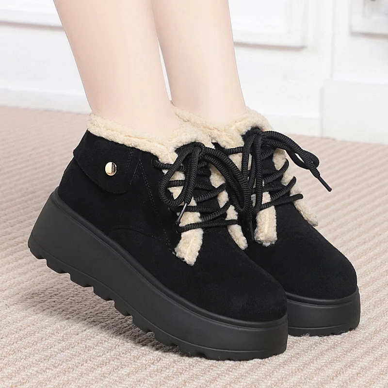 5.5cm Vintage Thick Bottom Flat Platform Shoes Winter Fur Warm Ankle Boots 2025 Comfortable Women's Warm Short Motorcycle Boots
5.5cm Vintage Thick Bottom Flat Platform Shoes Winter Fur Warm Ankle Boots 2025 Comfortable Women's Warm Short Motorcycle Boots