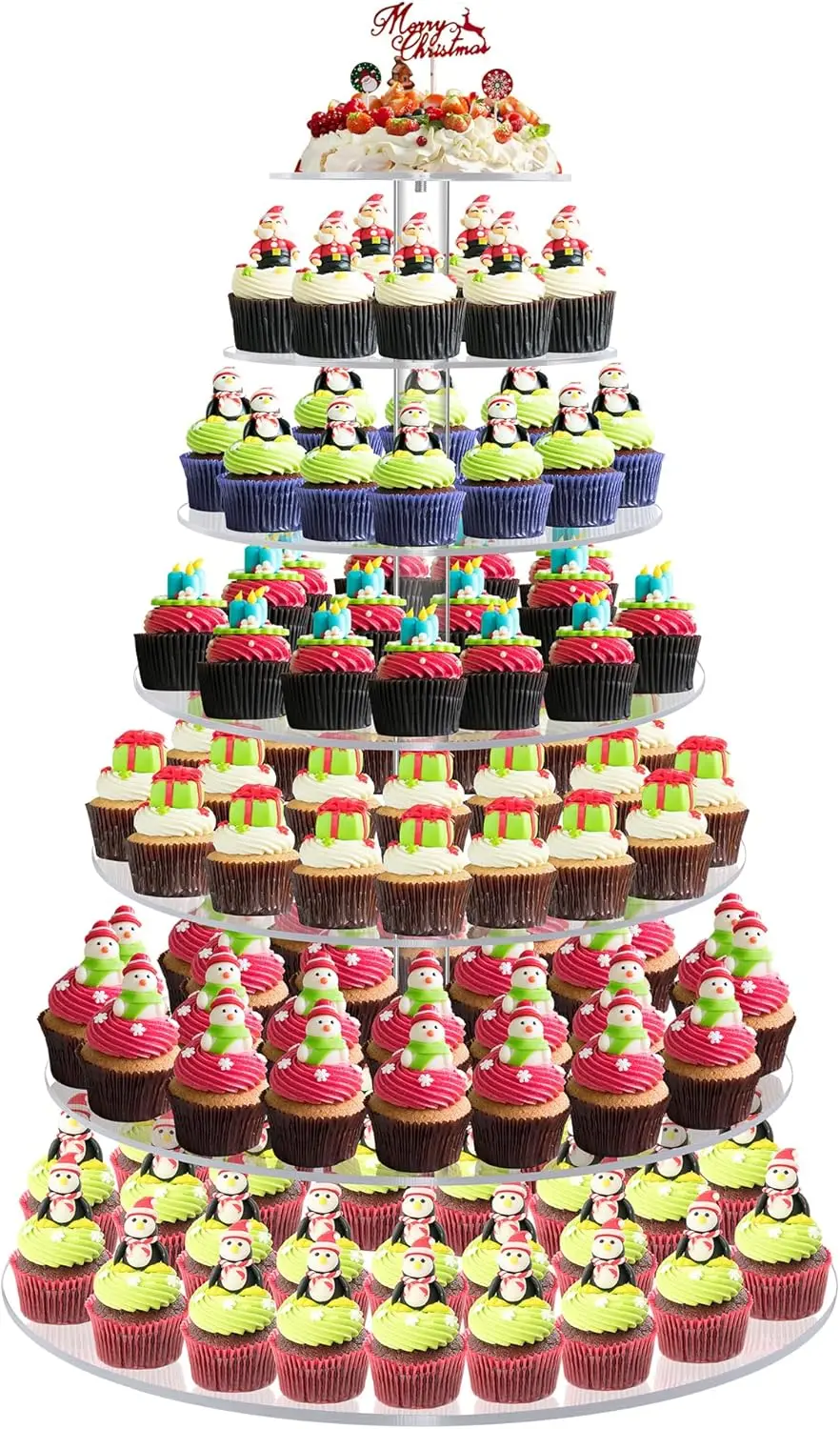 7-Tier Clear Acrylic Cupcake Stand for 100 Desserts, Round Display Tower for Gatherings and Celebrations
7-Tier Clear Acrylic Cupcake Stand for 100 Desserts, Round Display Tower for Gatherings and Celebrations