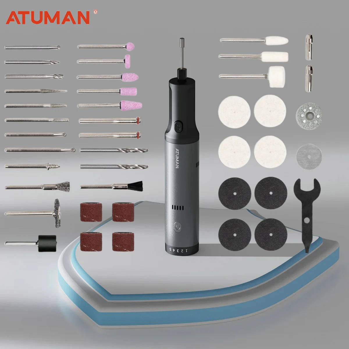 ATUMAN Cordless Rotary Tool Kit 7.2V Strong Magnetic Motor , 5 Variable Speed for Sanding, Polishing, Drilling, Carving, DIY
ATUMAN Cordless Rotary Tool Kit 7.2V Strong Magnetic Motor , 5 Variable Speed for Sanding, Polishing, Drilling, Carving, DIY