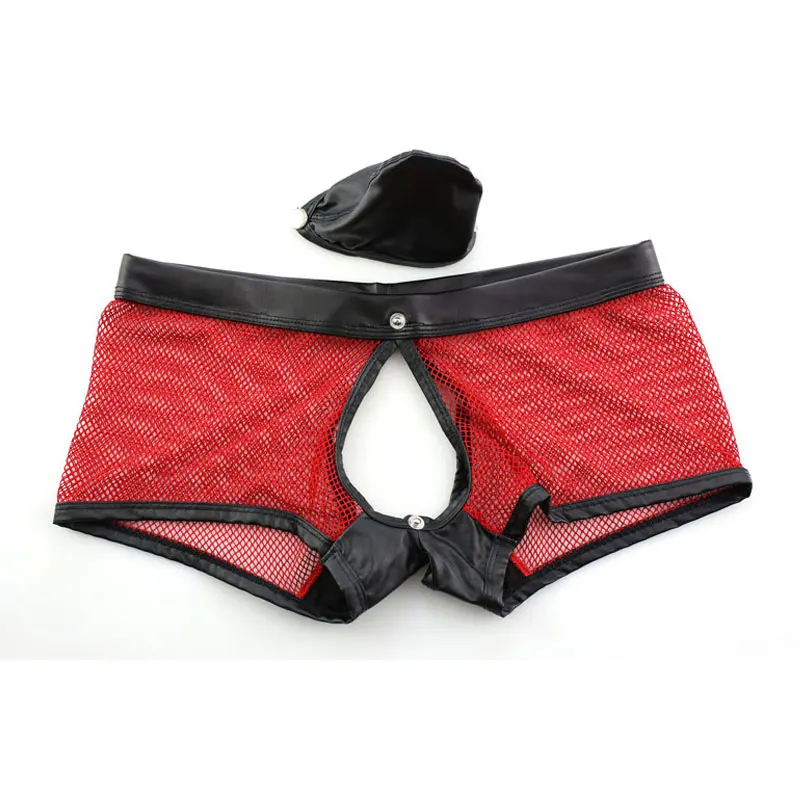 Crochless Sexy erotic underwear Pouch Faux Leather Boxers Shorts Men Mesh Backless Transparent Gay Panties Black Red White
Crochless Sexy erotic underwear Pouch Faux Leather Boxers Shorts Men Mesh Backless Transparent Gay Panties Black Red White