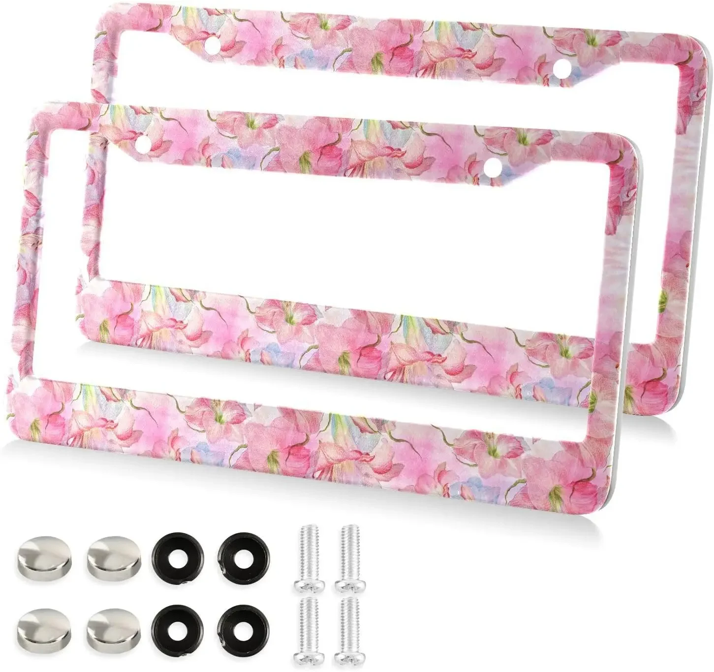 Flowers Pink Pattern Car License Plate Frame 2 Pack License Plate Holder with 2 Holes Car Tag Frame for Women Men US Vehicles
Flowers Pink Pattern Car License Plate Frame 2 Pack License Plate Holder with 2 Holes Car Tag Frame for Women Men US Vehicles