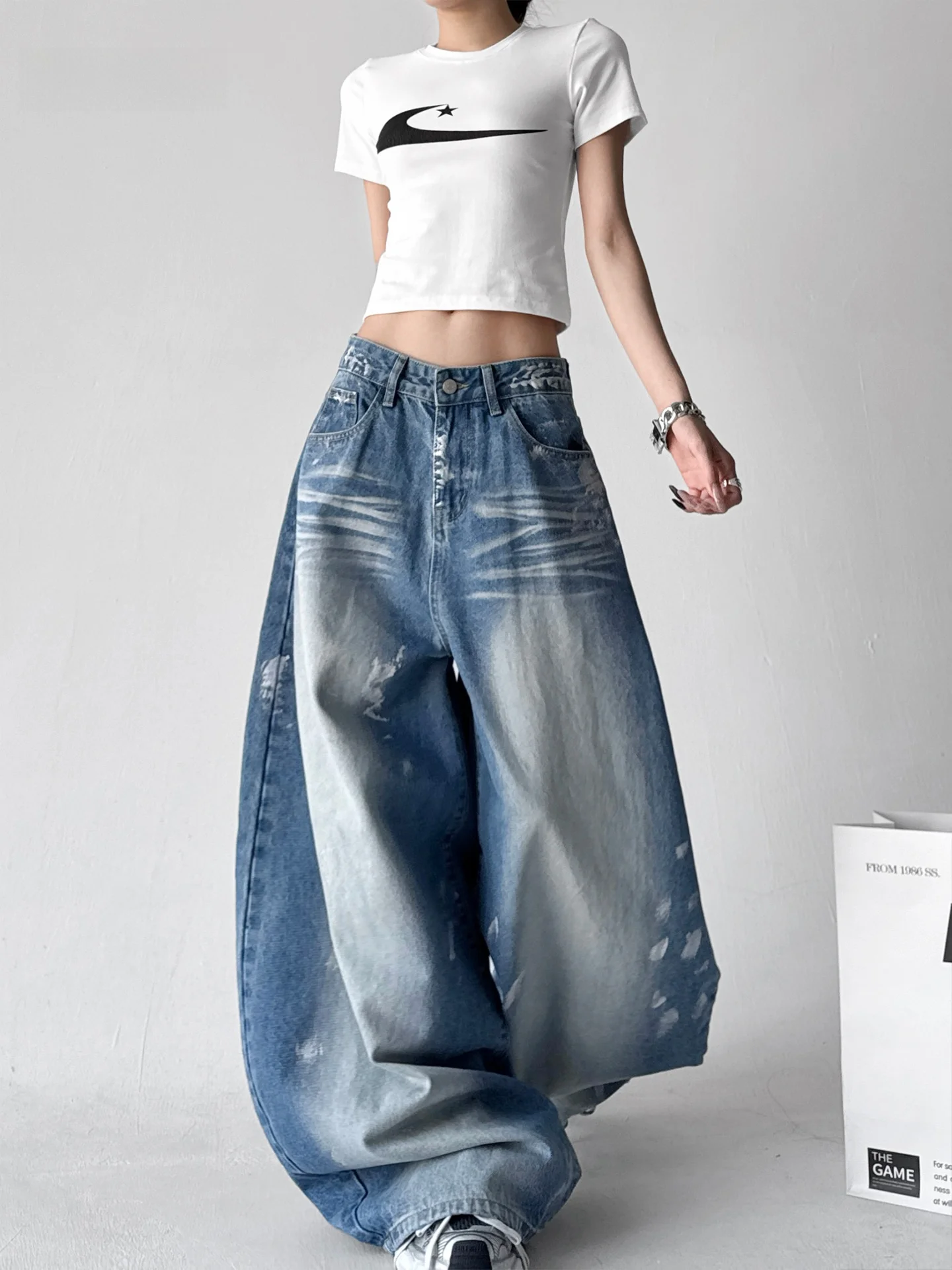 Street Sle Wide Leg Straight Jeans Women's Spring Autumn Loose Slimming Denim Pants Low Waist Cotton Stretchy Faded
Street Sle Wide Leg Straight Jeans Women's Spring Autumn Loose Slimming Denim Pants Low Waist Cotton Stretchy Faded