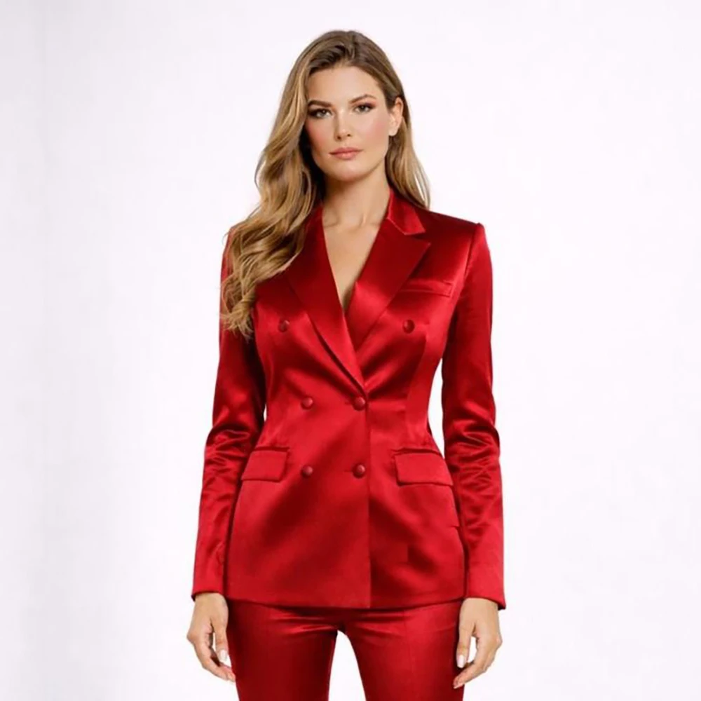 Fashion Women's Suits Red Solid Color Double Breasted Notch Lapel Skinny Blazer Customzied 2 Piece Jacket Pants Female Clothing
Fashion Women's Suits Red Solid Color Double Breasted Notch Lapel Skinny Blazer Customzied 2 Piece Jacket Pants Female Clothing