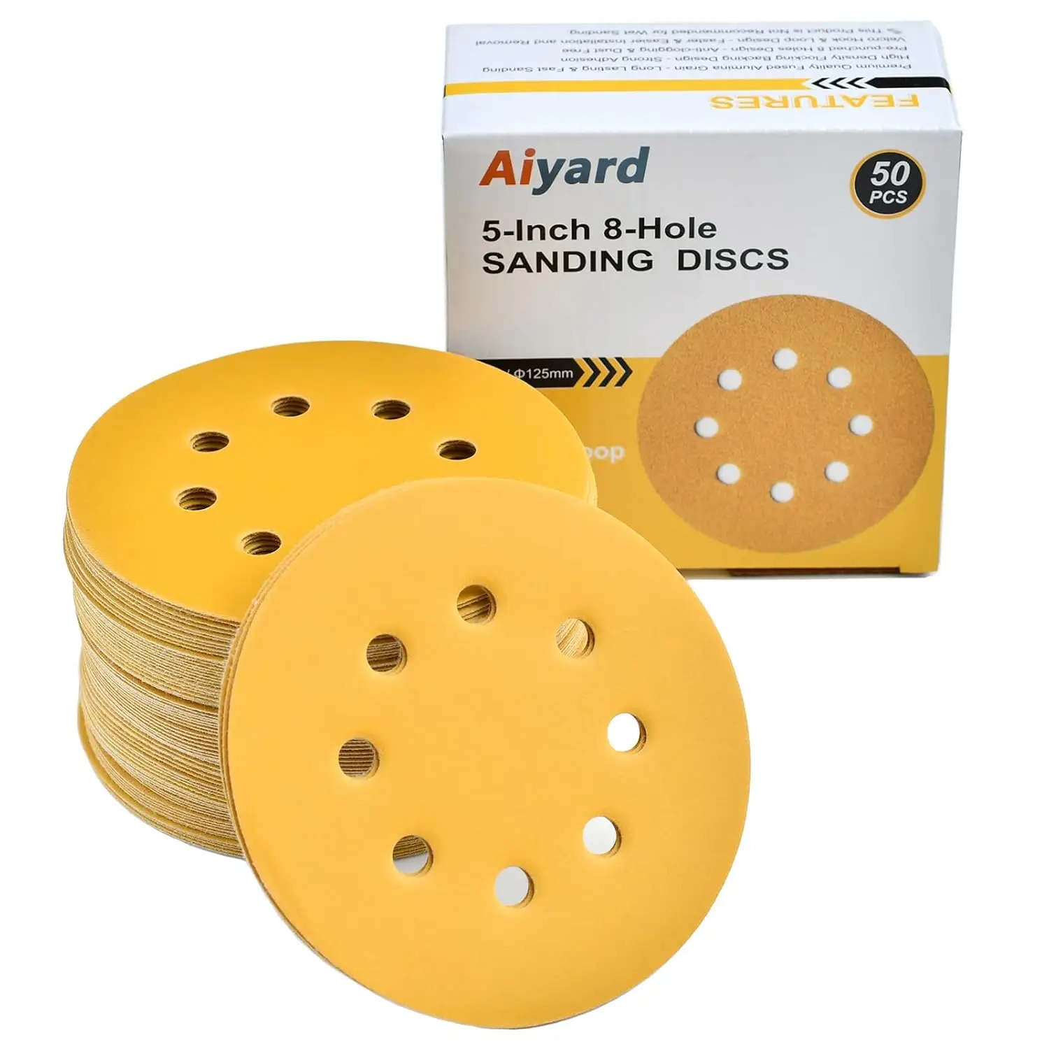 5 Inch 8 Hole Hook and Loop Sanding Discs 600 Grit for Random Orbit Sander, 50 Pack
5 Inch 8 Hole Hook and Loop Sanding Discs 600 Grit for Random Orbit Sander, 50 Pack