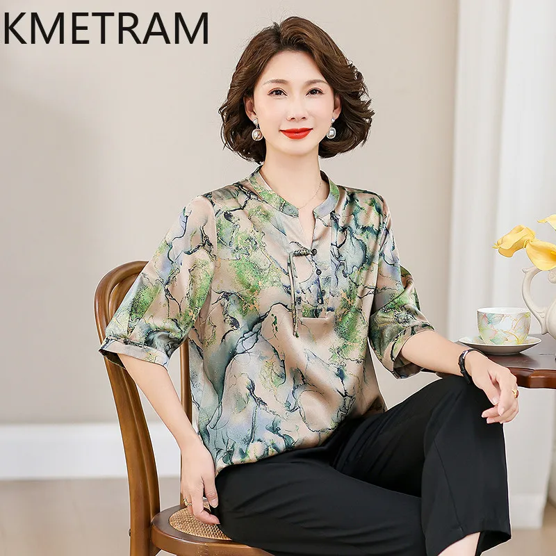 KMETRAM 90% Mulberry Silk Womens Tops 2026 Spring Retro Elegant Stretch Half-sleeve Shirt Middle-aged Female Clothing Ropa Mujer
KMETRAM 90% Mulberry Silk Womens Tops 2026 Spring Retro Elegant Stretch Half-sleeve Shirt Middle-aged Female Clothing Ropa Mujer