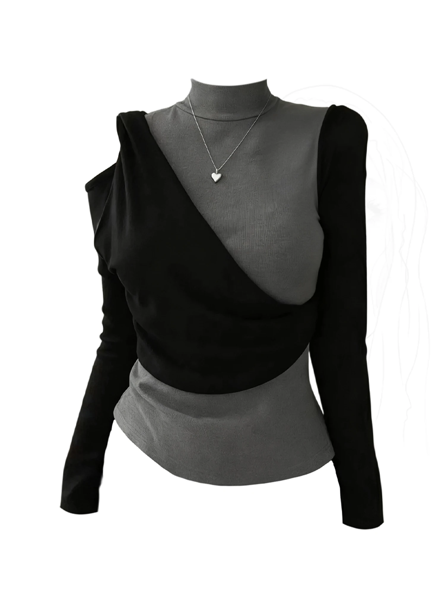 Women Black Gothic Emo Patchwork T-shirt Y2k Gyaru Tee Top Vintage Aesthetic Long Sleeve Turtleneck T-shirts 2000s Clothes Autum
Women Black Gothic Emo Patchwork T-shirt Y2k Gyaru Tee Top Vintage Aesthetic Long Sleeve Turtleneck T-shirts 2000s Clothes Autum