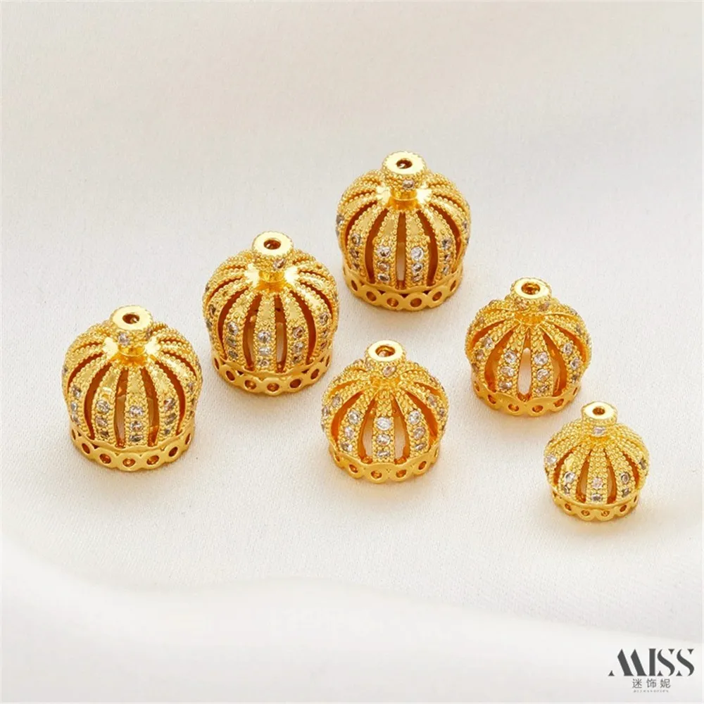 18K Bag Gold Inlaid Zircon Crown Flower Tray Hat Fringed Hat Bead Hat DIY Hand Link Necklace Jewelry Accessories
18K Bag Gold Inlaid Zircon Crown Flower Tray Hat Fringed Hat Bead Hat DIY Hand Link Necklace Jewelry Accessories