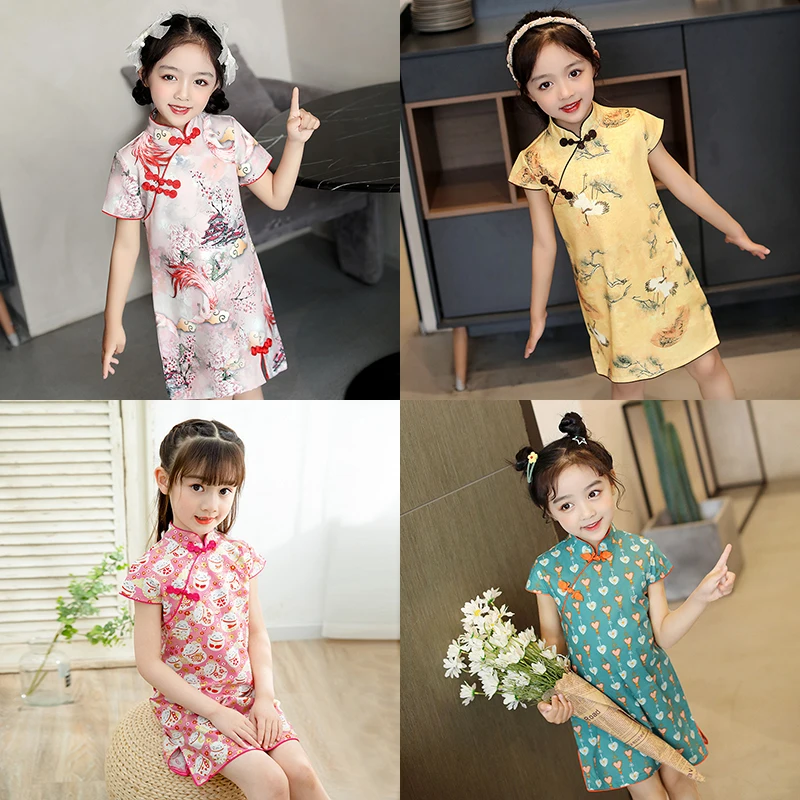 Children's clothing Summer girls Chinese national wind printed cheongsam little girls baby children's Tang dress dress
Children's clothing Summer girls Chinese national wind printed cheongsam little girls baby children's Tang dress dress