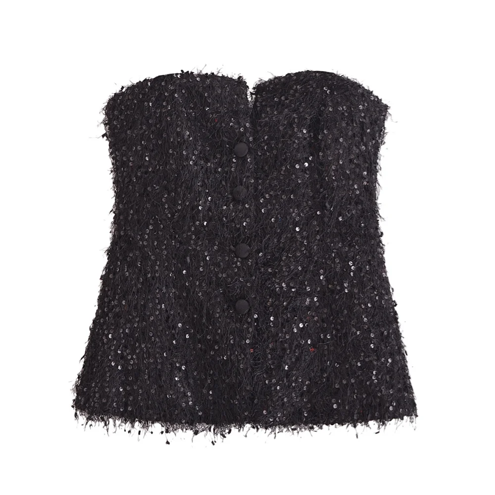 Женский осенний топ без бретелек с пуговицами из бисера и кисточками, новый облегающий корсет без рукавов
Женский осенний топ без бретелек с пуговицами из бисера и кисточками, новый облегающий корсет без рукавов