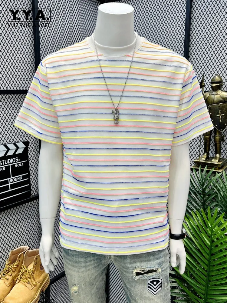 New Summer Mens Loose Handsome T-shirts O Neck Casual Pullover Striped T-shirt Men Fashion Streetwear Tops Short Sleeve Tees
New Summer Mens Loose Handsome T-shirts O Neck Casual Pullover Striped T-shirt Men Fashion Streetwear Tops Short Sleeve Tees